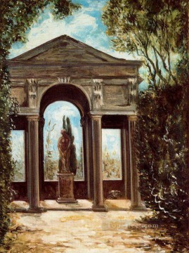 ジョルジョ・デ・キリコ像のあるヴィラ・メディチ・パビリオン 形而上学的シュルレアリスム Oil Paintings